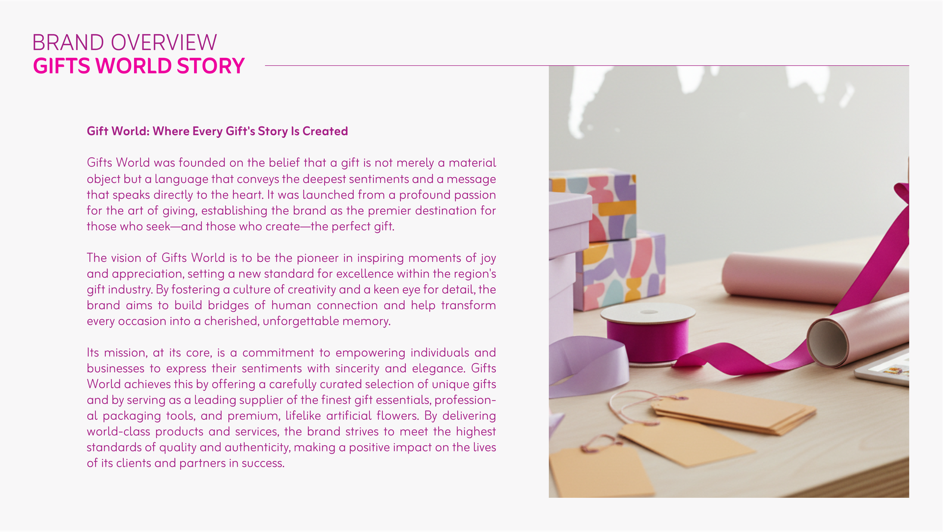 Gifts World Story Visual Brand Strategy &amp; Identity Design